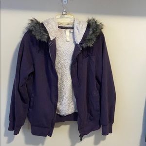 Faux fur lined hoodie